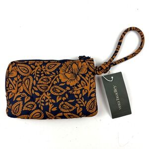 NEW Vera Bradley Wristlet Wallet Womens Small Blue Yellow Floral Paisley Quilt